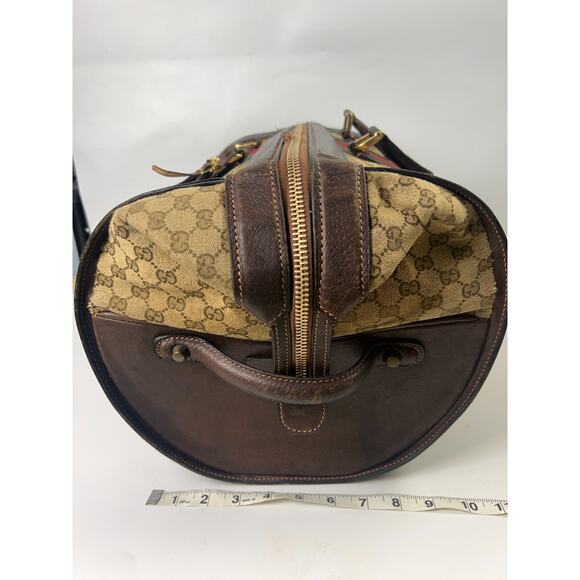 Gucci Sherry Line GG Duffle Medium Brown Leather/PVC Vintage - Picture 4 of 11